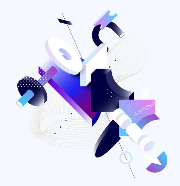 Composition Abstraite Formes Géométriques Bleues Fond Vectoriel Isométrique — Image vectorielle