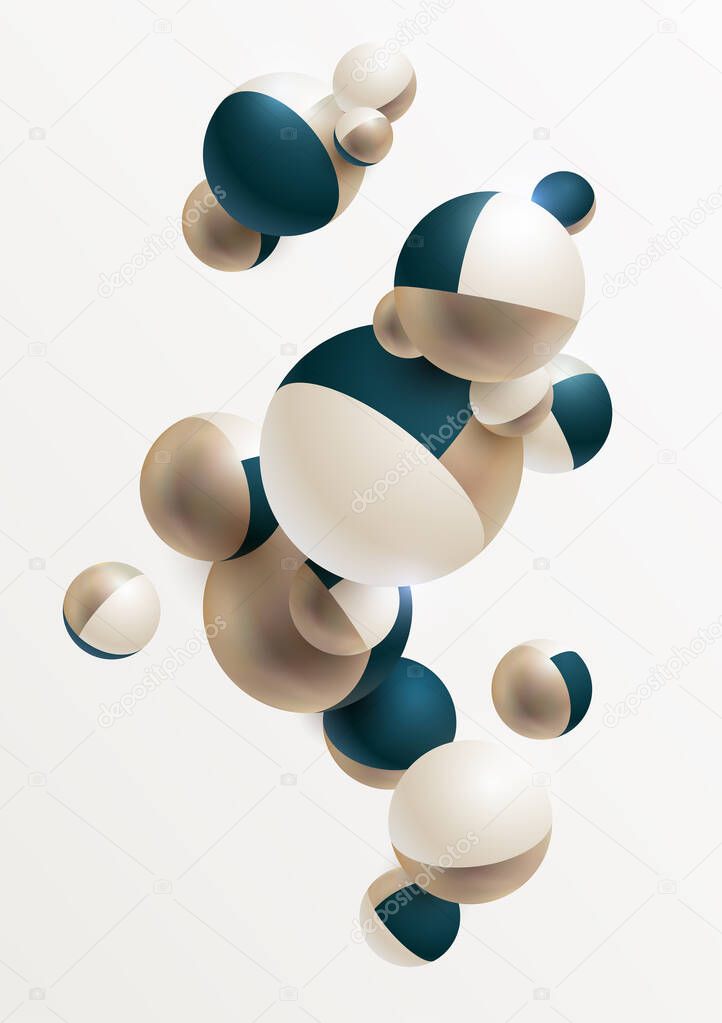 Colored striped 3D balls. Realistic vector illustration