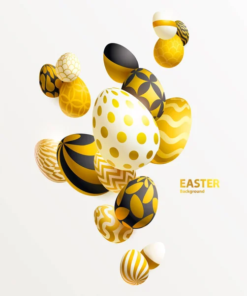 Composición Huevos Pascua Dorados Fondo Vacaciones — Vector de stock