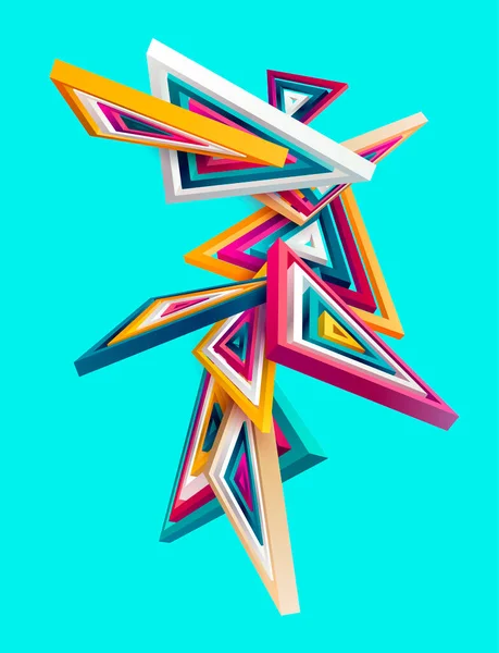 Triangles Rayés Colorés Sur Fond Bleu Formes Géométriques Art — Image vectorielle