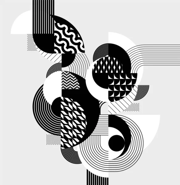 Art Abstrait Composition Monochrome Formes Géométriques Motifs — Image vectorielle