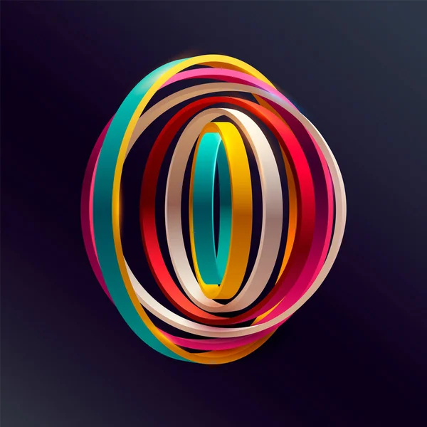 Anneaux Colorés Sur Fond Sombre Illustration Géométrique Abstrait — Image vectorielle