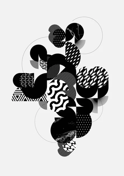 Abstracte Moderne Geometrische Achtergrond Samenstelling Van Patronen Getextureerde Cirkels — Stockvector