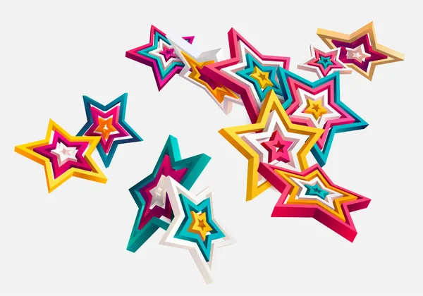 Estrellas Coloridas Sobre Fondo Blanco Arte Formas Geométricas — Archivo Imágenes Vectoriales