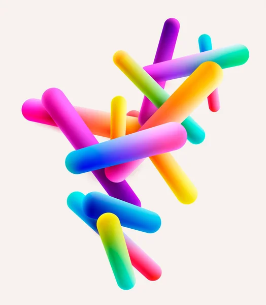 3D彩色几何形状 彩色圆柱体的抽象构图 矢量真实感设计 — 图库矢量图片