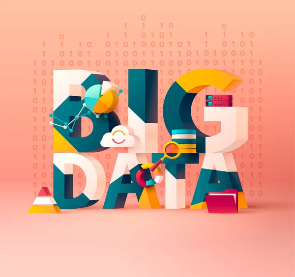 Big Data Konzept Typografisches Poster Kommunikationstechnologie Und Umfangreiche Datenbankforschung Kreative — Stockvektor