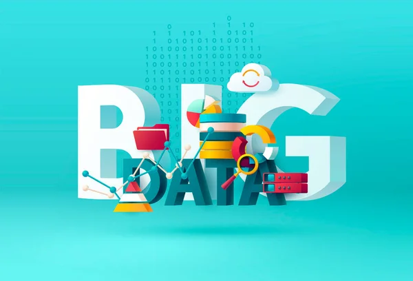 Big Data Konzept Typografisches Poster Kommunikationstechnologie Und Umfangreiche Datenbankforschung Kreative — Stockvektor