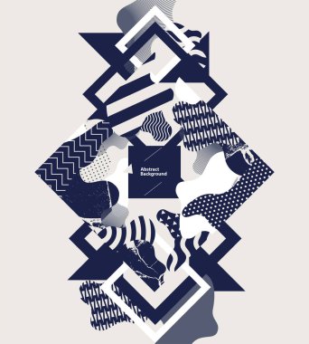 Soyut sanat geometrik arkaplanı. Desenli desenli şekiller. Dekoratif kapak tasarımı.