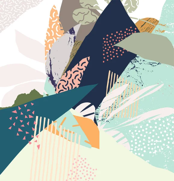 Illustration Art Dessinée Main Collage Créatif Abstrait — Image vectorielle