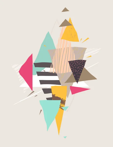 Handgetekende Kunst Geometrische Illustratie Abstracte Kleurrijke Collage Vectorsamenstelling — Stockvector