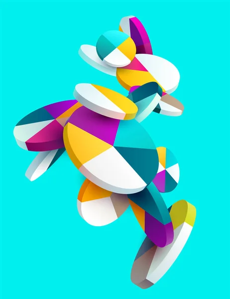 3D多色の装飾サークル 幾何学的形状 — ストックベクタ