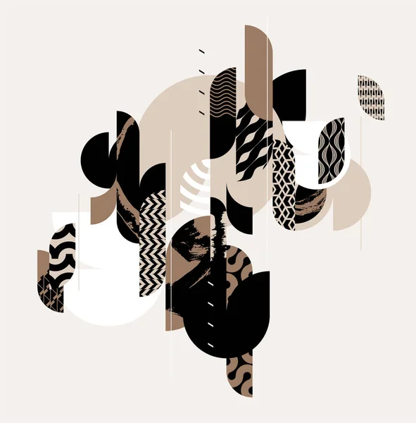 Composition Graphique Abstraite Monochrome Formes Géométriques Motifs — Image vectorielle