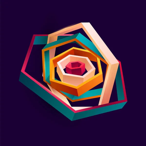 Abstract Geometrische Vorm Van Kleurrijke Zeshoeken Helder Minimalistisch Grafisch Element — Stockvector