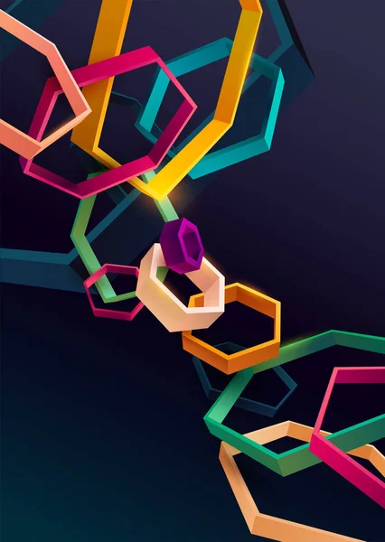 Fond Géométrique Abstrait Hexagones Colorés Élément Graphique Minimaliste Lumineux — Image vectorielle