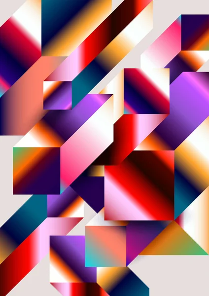 Kleurrijke Geometrische Achtergrond Isometrische Blokjes Met Hellende Lijnhellingen Abstracte Compositie — Stockvector