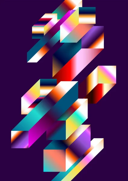 Fond Géométrique Coloré Cubes Isométriques Avec Des Gradients Ligne Brillante — Image vectorielle