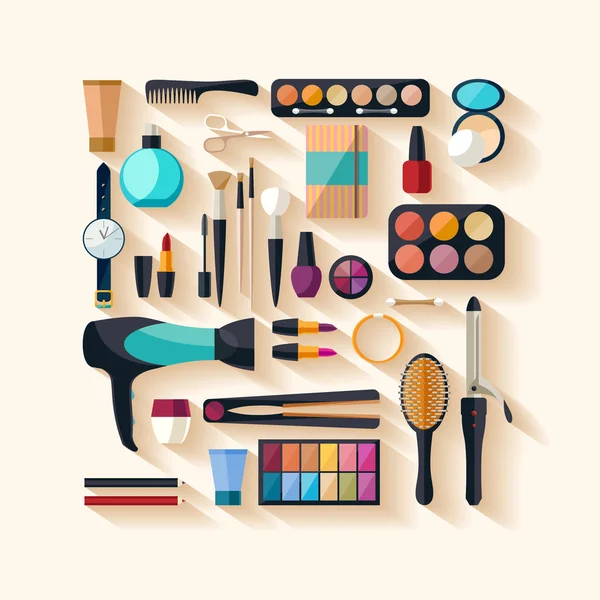 Outils pour le maquillage . — Image vectorielle