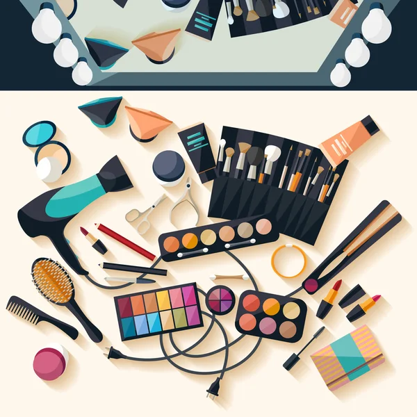 Werkruimte voor make-up. — Stockvector