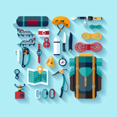 Ekipman tırmanma. Düz tasarım.