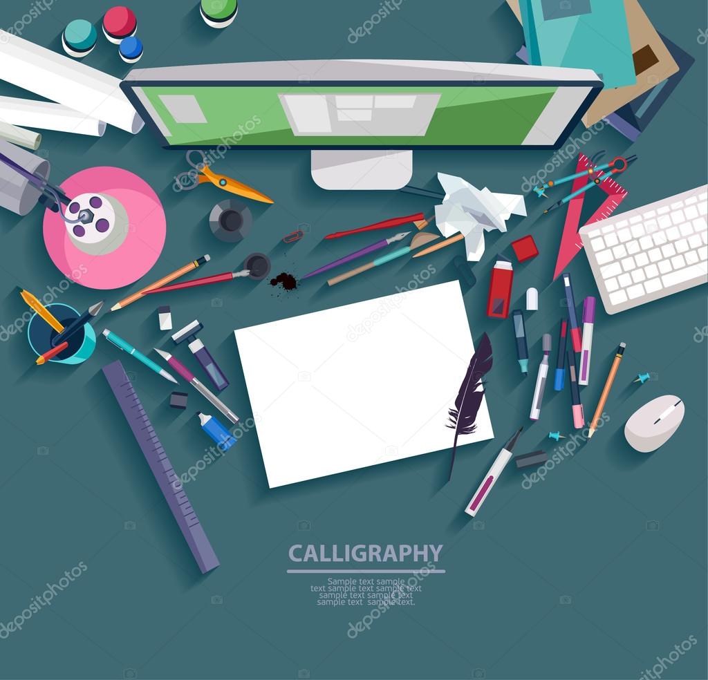 Calligraphy - Workplace concept.