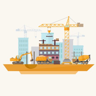 modern binaların inşaatı.