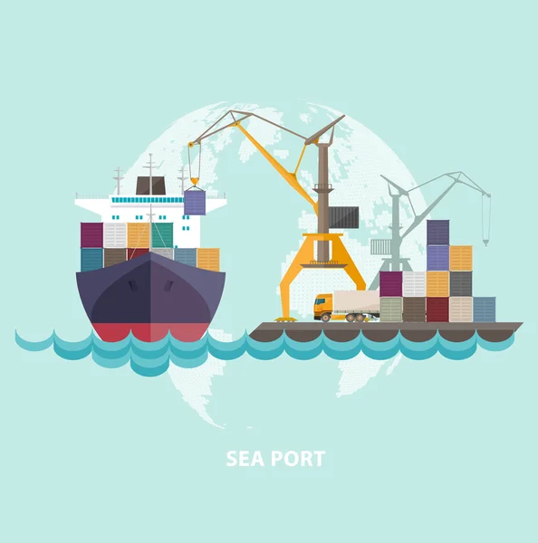 Port maritime de fret  . — Image vectorielle