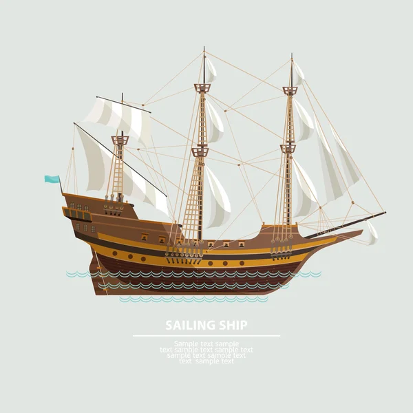 Oude zeilschip. — Stockvector