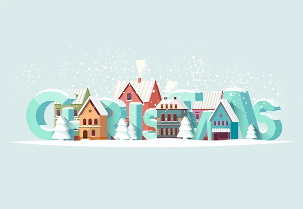 Christmas and old city. — Stock Vector