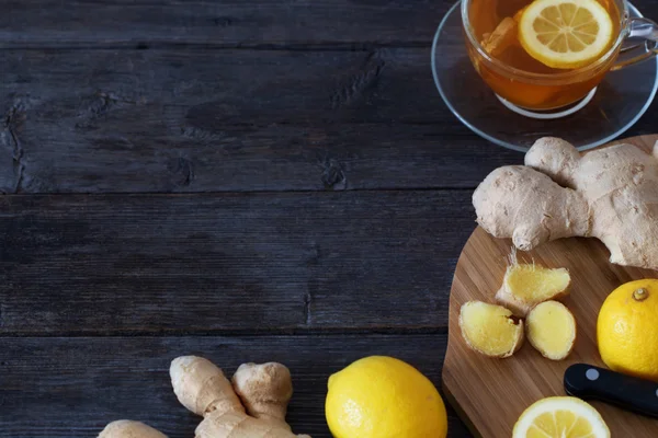 Cup of Ginger tea with lemon — Stock Photo, Image