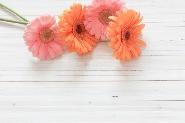 Gerbera fleurs sur la table en bois — Photo