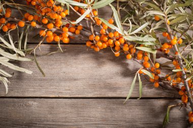 Deniz cehri meyveleri ahşap zemin