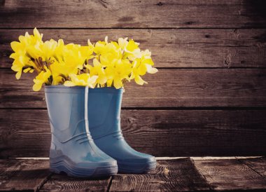 bahar çiçekleri ile çocuğu Bahçe Ayakkabı