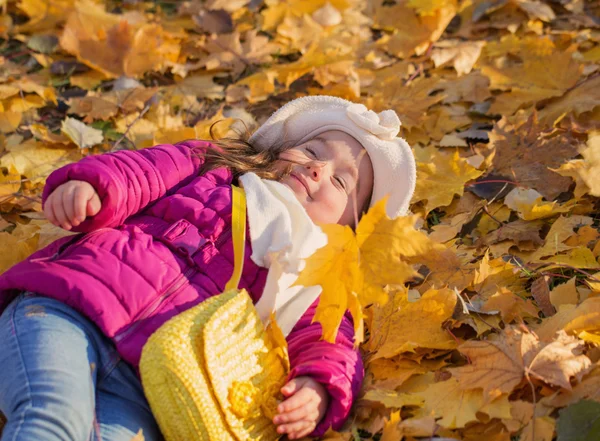 Niña en el parque de otoño — Foto de Stock