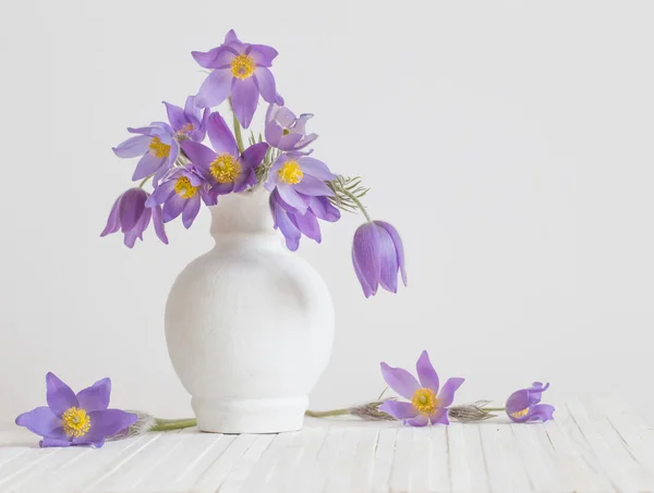 Flores de primavera en jarrón sobre fondo blanco —  Fotos de Stock