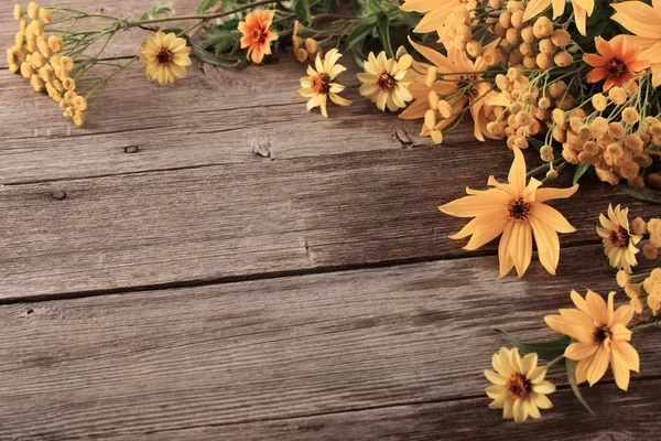 Blommor på trä bakgrund — Stockfoto