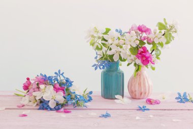 Güzel olgun elma ve dalları Vazoda beyaz