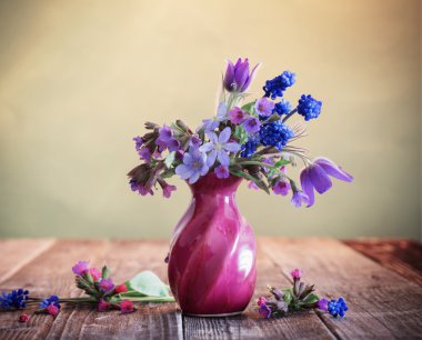 Still life with spring flowers clipart