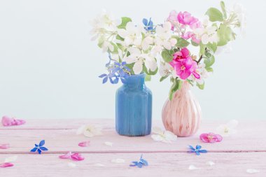 Güzel olgun elma ve dalları Vazoda beyaz