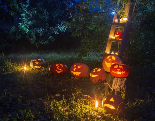 Halloween Jack-o-Lantern citrouilles en plein air — Photo