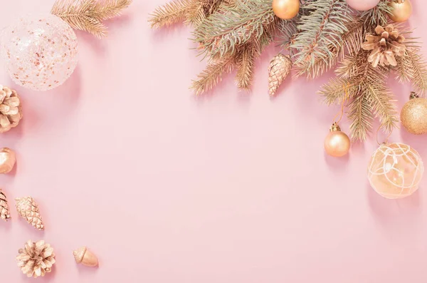 Schöne Moderne Weihnachtshintergrund Gold Und Rosa Farben — Stockfoto