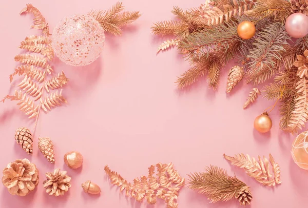 Schöne Moderne Weihnachtshintergrund Gold Und Rosa Farben — Stockfoto