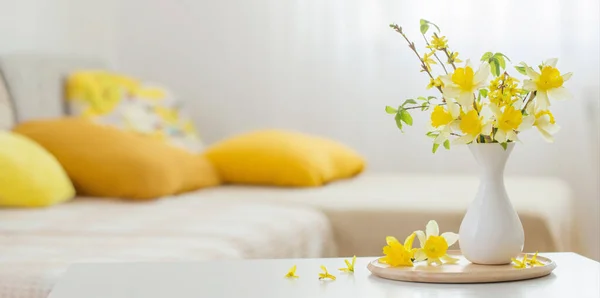 Flores Primavera Vaso Interior Moderno — Fotografia de Stock