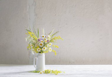 beyaz arkaplanda beyaz sürahi çiçekleri