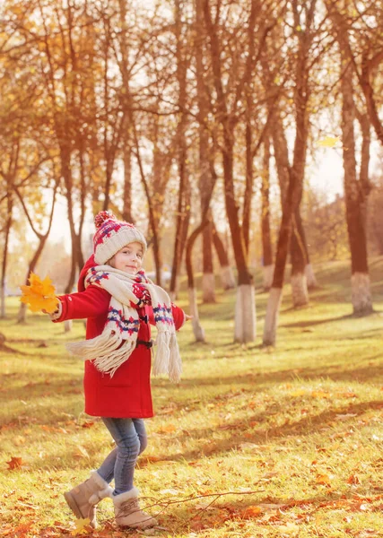 Menina Bonita Feliz Parque Outono — Fotografia de Stock