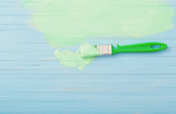 Azul Verde Pintado Fundo Madeira — Fotografia de Stock