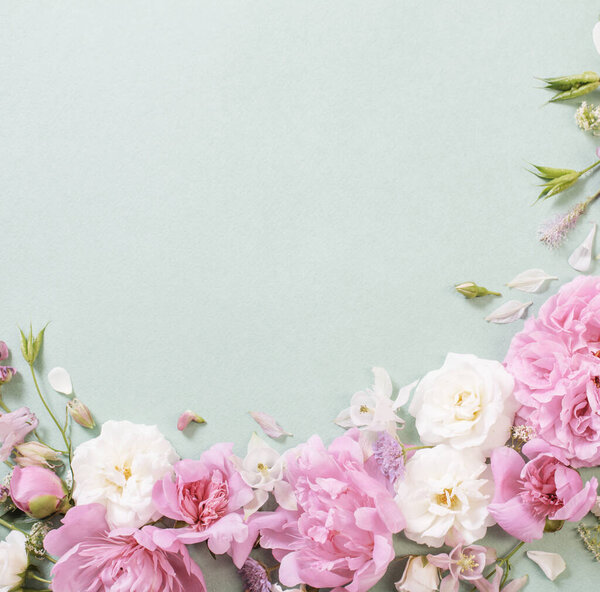 pink and white roses on paper background