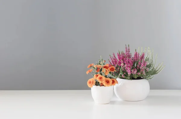 Autumn Flowers White Table — Stok Foto