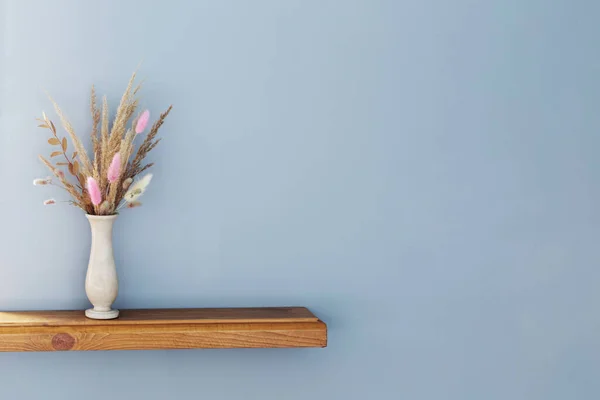 Dried Decorative Cereals Vase Wooden Shelf — Stock Photo, Image