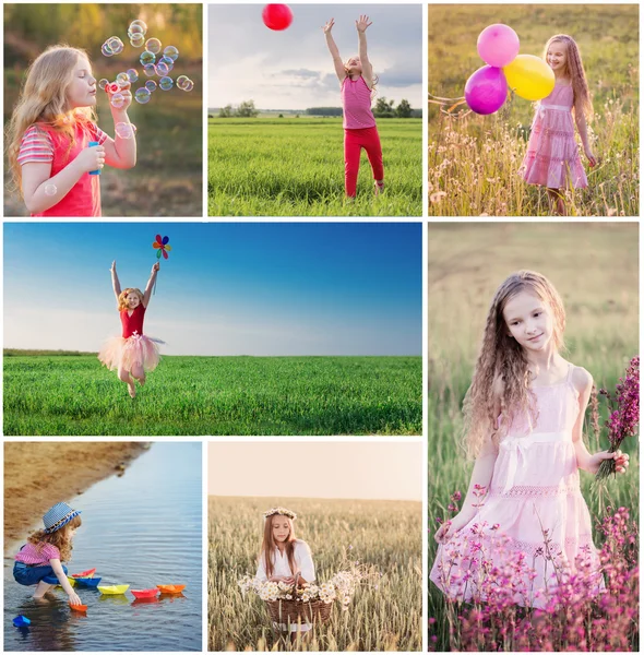 Collage mit glücklichen Kindern — Stockfoto