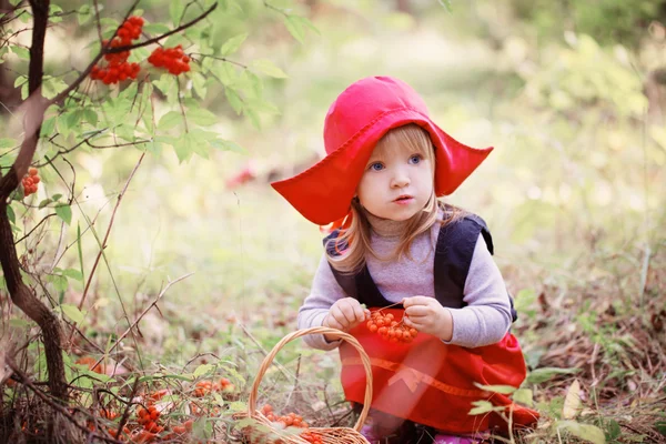 Ormanda küçük kırmızı başlıklı kız — Stok fotoğraf
